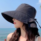 Women Pony Tail Flap Cap Sun Hat Black
