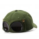 Glasses Baseball Cap Unisex Sunglasses Reverse Wear Snapback Cap Army Green