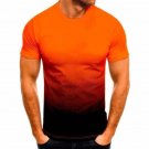 Men's Loose Short Sleeve T-Shirt Fashion Round Neck Shirt Orange