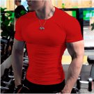 Men's Short Sleeve Fitness Running Sport T-shirts Red