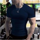 Men's Short Sleeve Fitness Running Sport T-shirts Navy