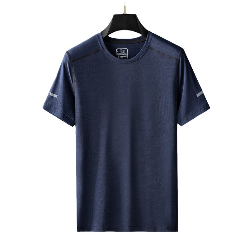 Men Quick Dry Sport Short Sleeve Dark Blue T-Shirts
