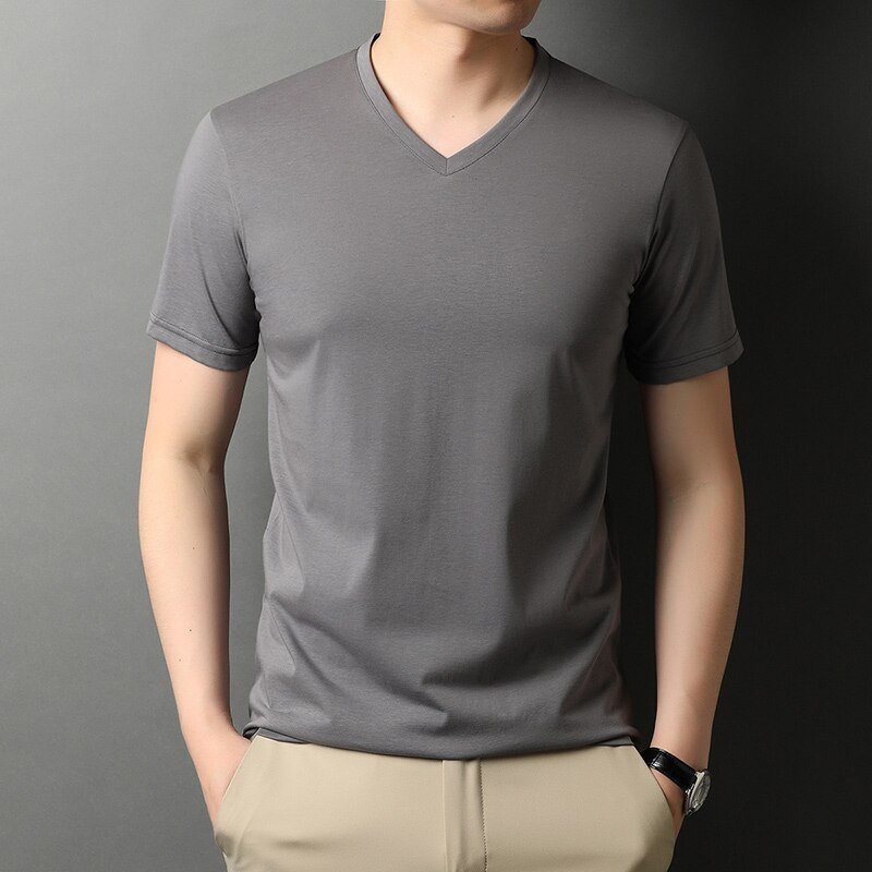 Men Cotton Short Sleeve Casual Fashions Fashion Gray T-Shirt