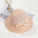 Women Shade Breathable Sun Hats Foldable Bow Big Brim Straw Cap Bucket Cap Pink