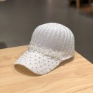 Baseball Cap Women Fashion Lace Pearls Sun Hats Adjustable Mesh Hats White