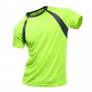 Men Breathable T-Shirt Quick Dry Running Sports Shirt Fluorescent green