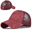 Women Summer Mesh Hat Casual Adjustable Baseball Cap Wine Red