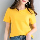 Women's T Shirt Short Sleeved Loose Cotton T-shirt Yellow