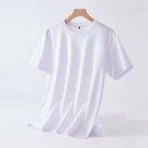 Men's Round Neck Shirt Loose Ice Short Sleeve T-shirt White