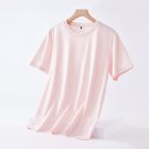Men's Round Neck Shirt Loose Ice Short Sleeve T-shirt Pink