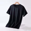 Men's Round Neck Shirt Loose Ice Short Sleeve T-shirt Black