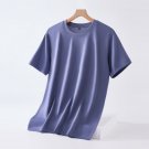 Men's Round Neck Shirt Loose Ice Short Sleeve T-shirt Taro purple
