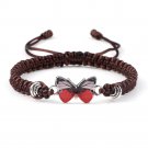 Sweet Shining Butterfly Bracelet For Women Braided Bangle Gift Brown-Red