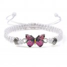 Sweet Shining Butterfly Bracelet For Women Braided Bangle Gift White-Pink