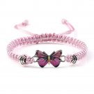Sweet Shining Butterfly Bracelet For Women Braided Bangle Gift Pink-Pink