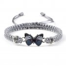 Sweet Shining Butterfly Bracelet For Women Braided Bangle Gift Grey-Grey