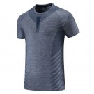 Men T-shirts Quick Dry Sport Short Sleeve Gym Shirts grey blue