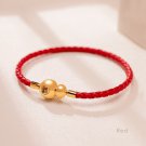 Lucky Gourd Bracelet for Women Braided Leather Hand-woven Gifts Red