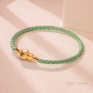 Lucky Gourd Bracelet for Women Braided Leather Hand-woven Gifts Light Green