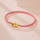 Lucky Gourd Bracelet for Women Braided Leather Hand-woven Gifts Pink