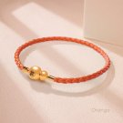 Lucky Gourd Bracelet for Women Braided Leather Hand-woven Gifts Orange