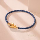 Lucky Gourd Bracelet for Women Braided Leather Hand-woven Gifts Navy Blue