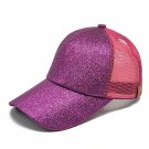 Mesh Breathable Ponytail Baseball Cap Outdoor Sports Sun Hats Shiny rose red Caps