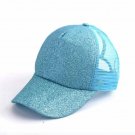 Mesh Breathable Ponytail Baseball Cap Outdoor Sports Sun Hats Shiny blue Caps