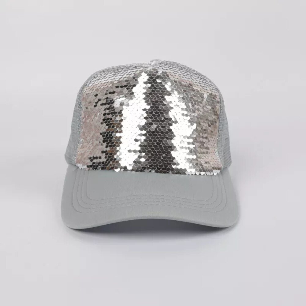 Shiny Sequin Hats Baseball Caps Unisex silvery Caps
