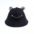 Cute Frog Hat Female Bucket-Hats Cartoon Sunshine Outdoor Travel Fisherman Hats Black