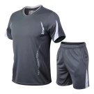 Men Running Short Sleeve Sports Suit Quick Dry Gray Football Jersey