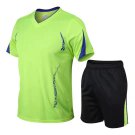 Men Running Short Sleeve Sports Suit Quick Dry Green Football Jersey
