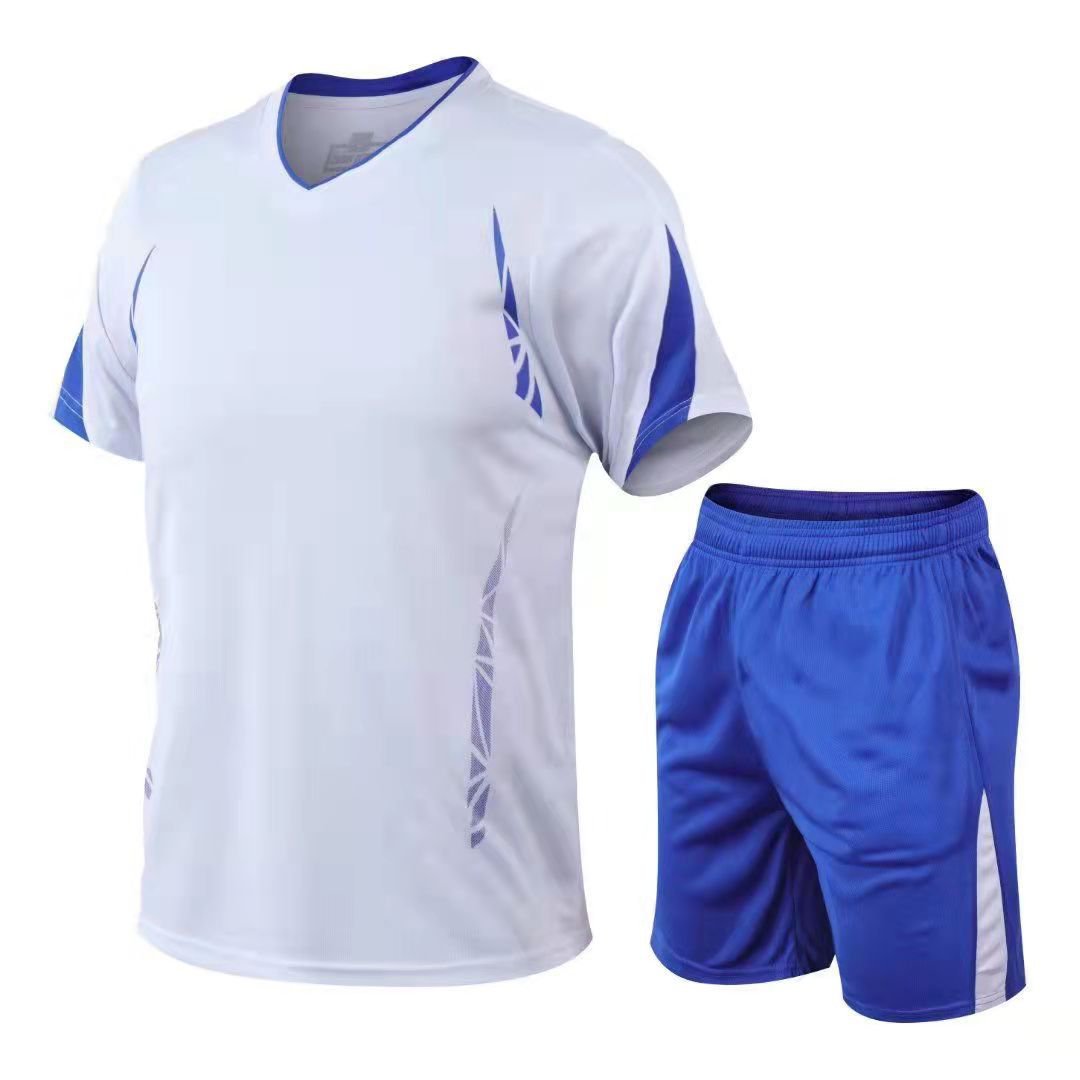 Men Running Short Sleeve Sports Suit Quick Dry White Football Jersey