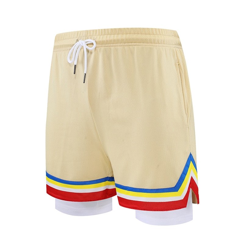 Men Yellow Basketball Shorts Quick Drying Running Exercise Shorts