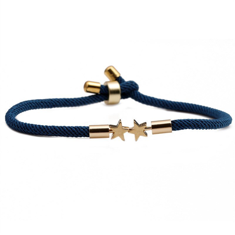 Fashion Cross Bracelet Rope Heart-shaped Hand-woven Rope Chain Adjustable Bracelet Blue