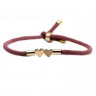 Fashion Cross Bracelet Rope Heart-shaped Hand-woven Rope Chain Adjustable Bracelet Pink
