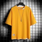 Men T Shirt Casual Street Clothing Short Sleeve Yellow Shirts