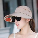 Sun Protection Folding Sun Hat Women Holiday UV Protection Khaki Visor Hat