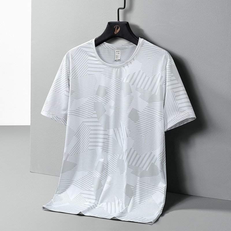 Men Quick-Dry Sports T Shirt Short Sleeves White T-Shirt