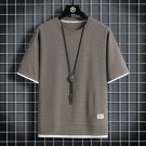 Short Sleeve Streetwear Tee Male O-Neck Casual Grey Apricot T-Shirts