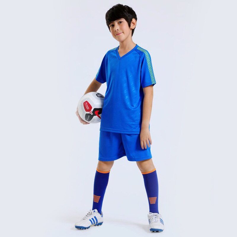 Kids Football Jersey Suit blue Sports Set Quick Drying Jersey