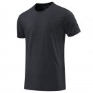 Men Short Sleeve Casual Sport Shirts Quick Dry Training black T-shirt
