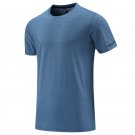 Men Short Sleeve Casual Sport Shirts Quick Dry Training blue T-shirt