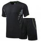 Football Jersey Soccer Sets Short Sleeve Soccer Tracksuit Black Suits