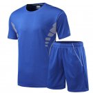 Football Jersey Soccer Sets Short Sleeve Soccer Tracksuit Blue Suits