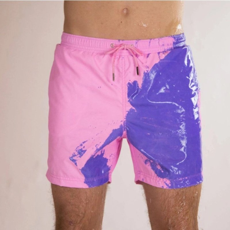 Mens Quick Dry Beach Shorts Color-changing Surfing blue purple Shorts