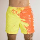Mens Quick Dry Beach Shorts Color-changing Surfing yellow orang Shorts