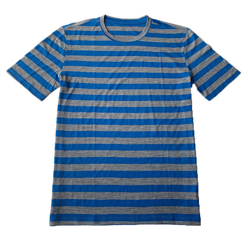 Men Shirt Soft Wicking Breathable Blue Stripe T Shirt