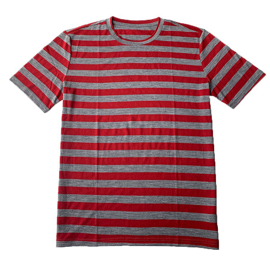 Men Shirt Soft Wicking Breathable Red Stripe T Shirt
