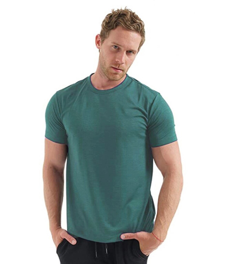 Men Shirt Soft Wicking Breathable Gray Green T Shirt